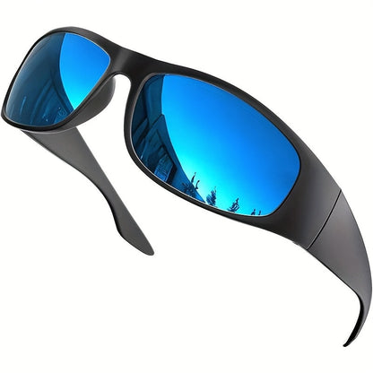 Sunglasses for Men - Polarized Wrap Around Super Dark Lens Lightweight Glossy Matte Frame Black - product detail view 24