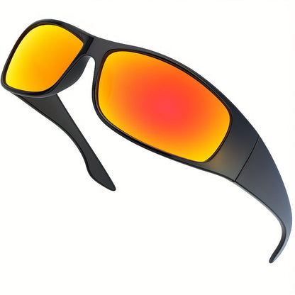 Sunglasses for Men - Polarized Wrap Around Super Dark Lens Lightweight Glossy Matte Frame Black - product detail view 25
