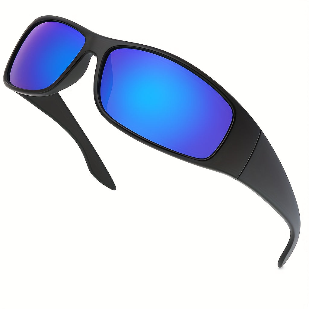 Sunglasses for Men - Polarized Wrap Around Super Dark Lens Lightweight Glossy Matte Frame Black - product detail view 26