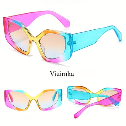 Sunglasses for Women - Polygonal Trendy Geometric Frame UV400 Gradient Multicolor Lightweight - product detail view 4