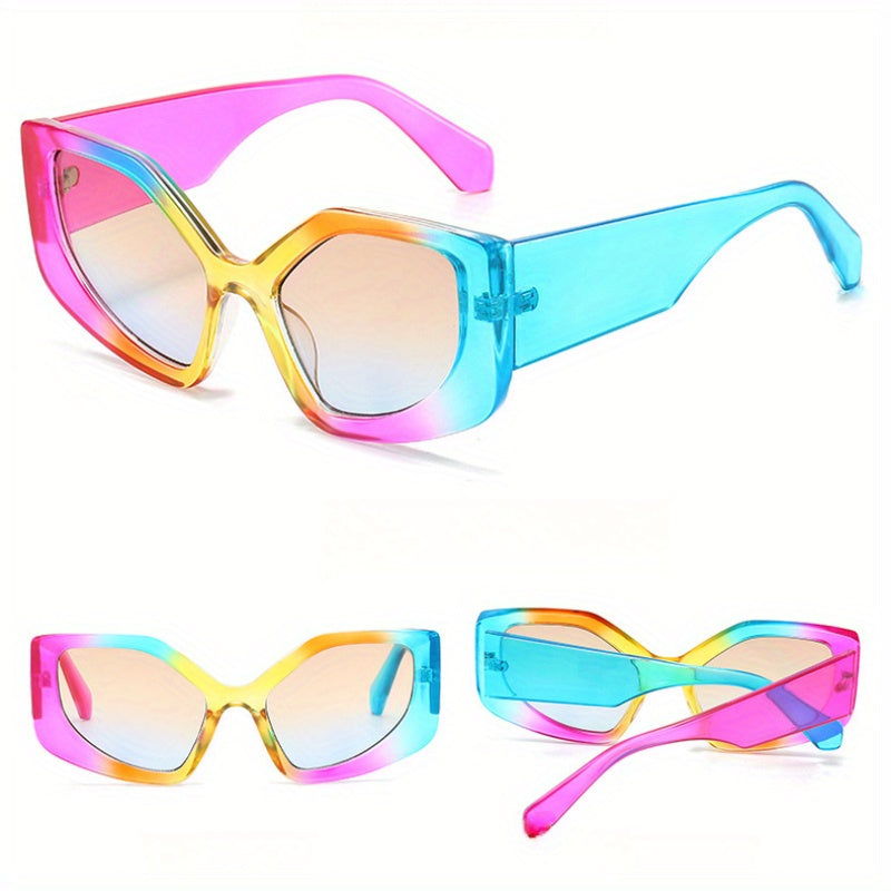 Sunglasses for Women - Polygonal Trendy Geometric Frame UV400 Gradient Multicolor Lightweight - product detail view 6