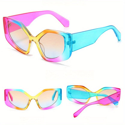 Sunglasses for Women - Polygonal Trendy Geometric Frame UV400 Gradient Multicolor Lightweight - product detail view 6