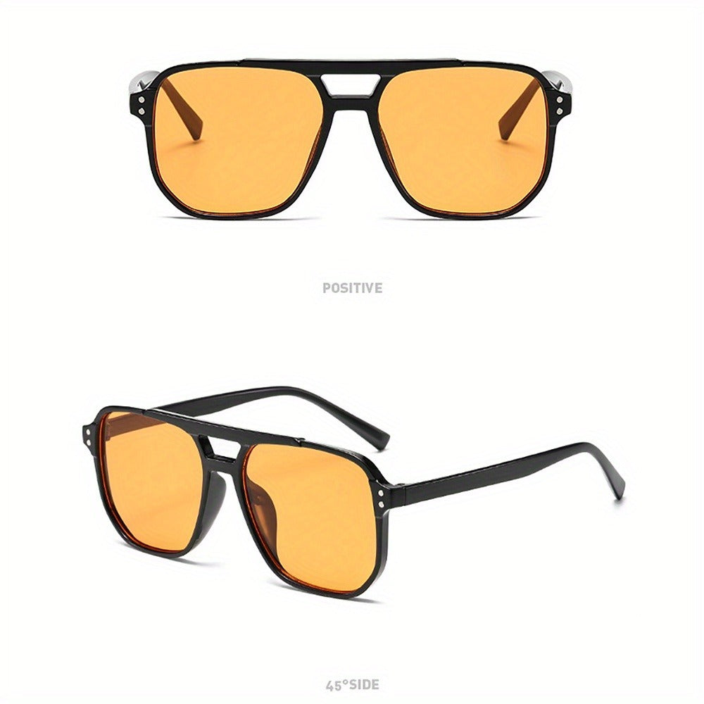 Sunglasses for Women - Rectangular for 3 Pack Leopard Print Dual Bridge Reflective Mirror Lens - product detail view 4