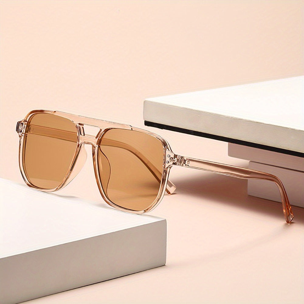 Sunglasses for Women - Rectangular for 3 Pack Leopard Print Dual Bridge Reflective Mirror Lens - product detail view 7