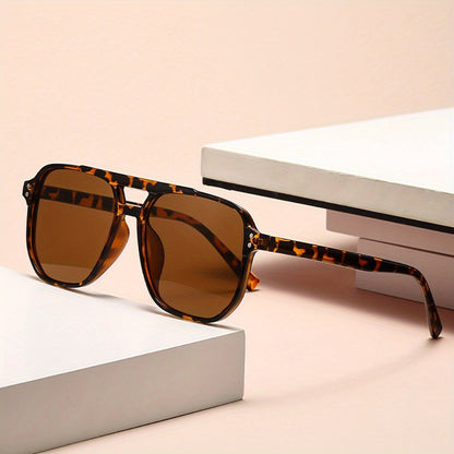 Sunglasses for Women - Rectangular for 3 Pack Leopard Print Dual Bridge Reflective Mirror Lens - product detail view 8