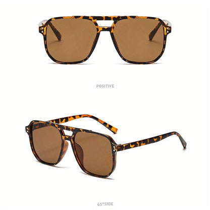 Sunglasses for Women - Rectangular for 3 Pack Leopard Print Dual Bridge Reflective Mirror Lens - product detail view 9