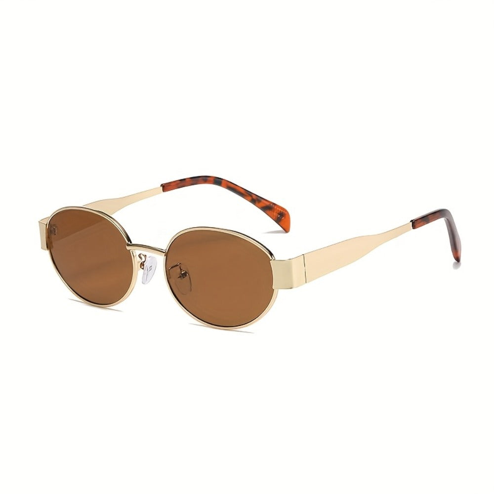 Sunglasses for Men - Retro Oval 2 Pack Metal Frame Vintage Fashion Eyewear Unisex Women Travel - product detail view 2