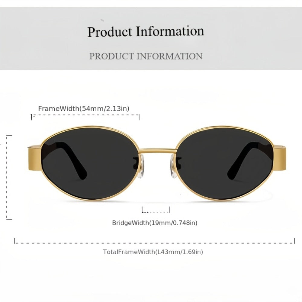 Sunglasses for Men - Retro Oval 2 Pack Metal Frame Vintage Fashion Eyewear Unisex Women Travel - product detail view 4