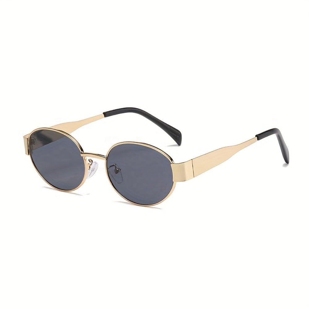 Sunglasses for Men - Retro Oval 2 Pack Metal Frame Vintage Fashion Eyewear Unisex Women Travel - product detail view 6