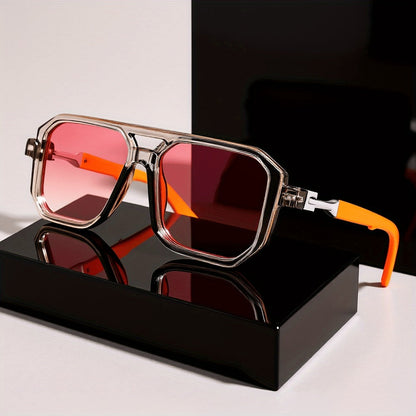 Sunglasses for Men - Retro Square UV400 Oversized Frame - Tortoiseshell Arms Unisex Fashion - product detail view 9