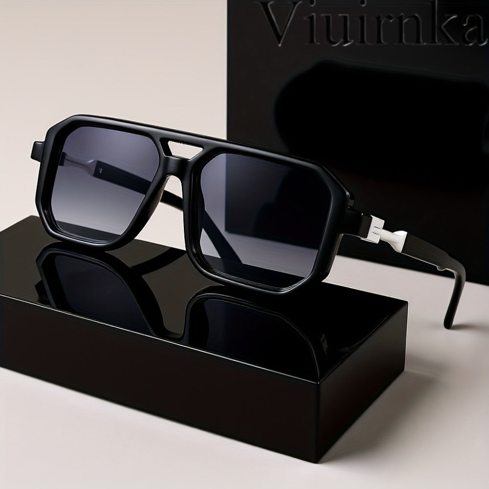 Sunglasses for Men - Retro Square UV400 Oversized Frame - Tortoiseshell Arms Unisex Fashion - product detail view 10