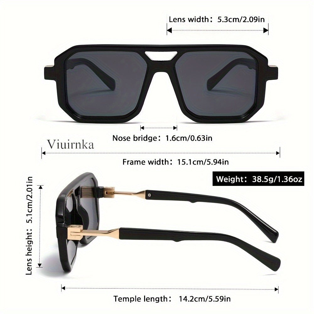 Sunglasses for Men - Retro Square UV400 Oversized Frame - Tortoiseshell Arms Unisex Fashion - product detail view 15