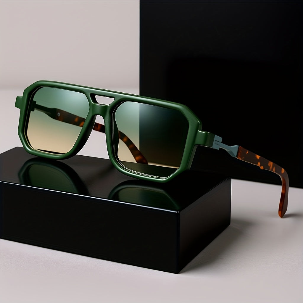 Sunglasses for Men - Retro Square UV400 Oversized Frame - Tortoiseshell Arms Unisex Fashion - product detail view 20