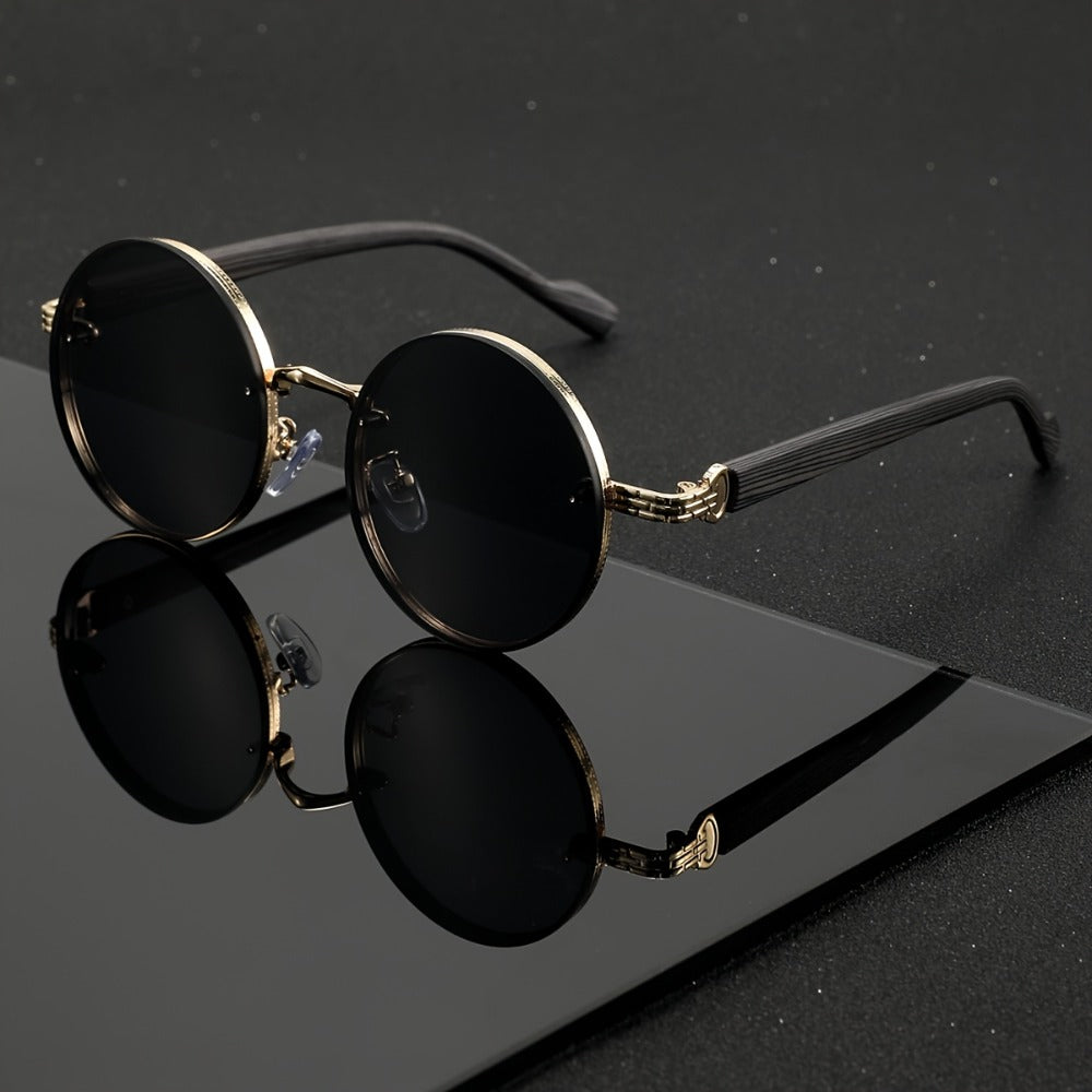 Sunglasses for Men - Retro Woodgrain UV400 for Women & Vintage Lightweight Unisex Frame - product detail view 3