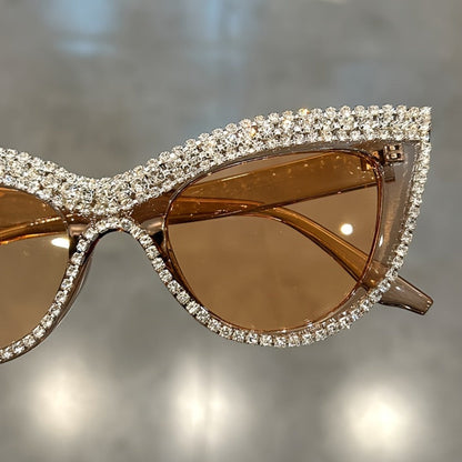 Sunglasses for Women - Rhinestone Cat Eye Glasses 2 Pack Sparkling Crystal Composite Frame - main product view