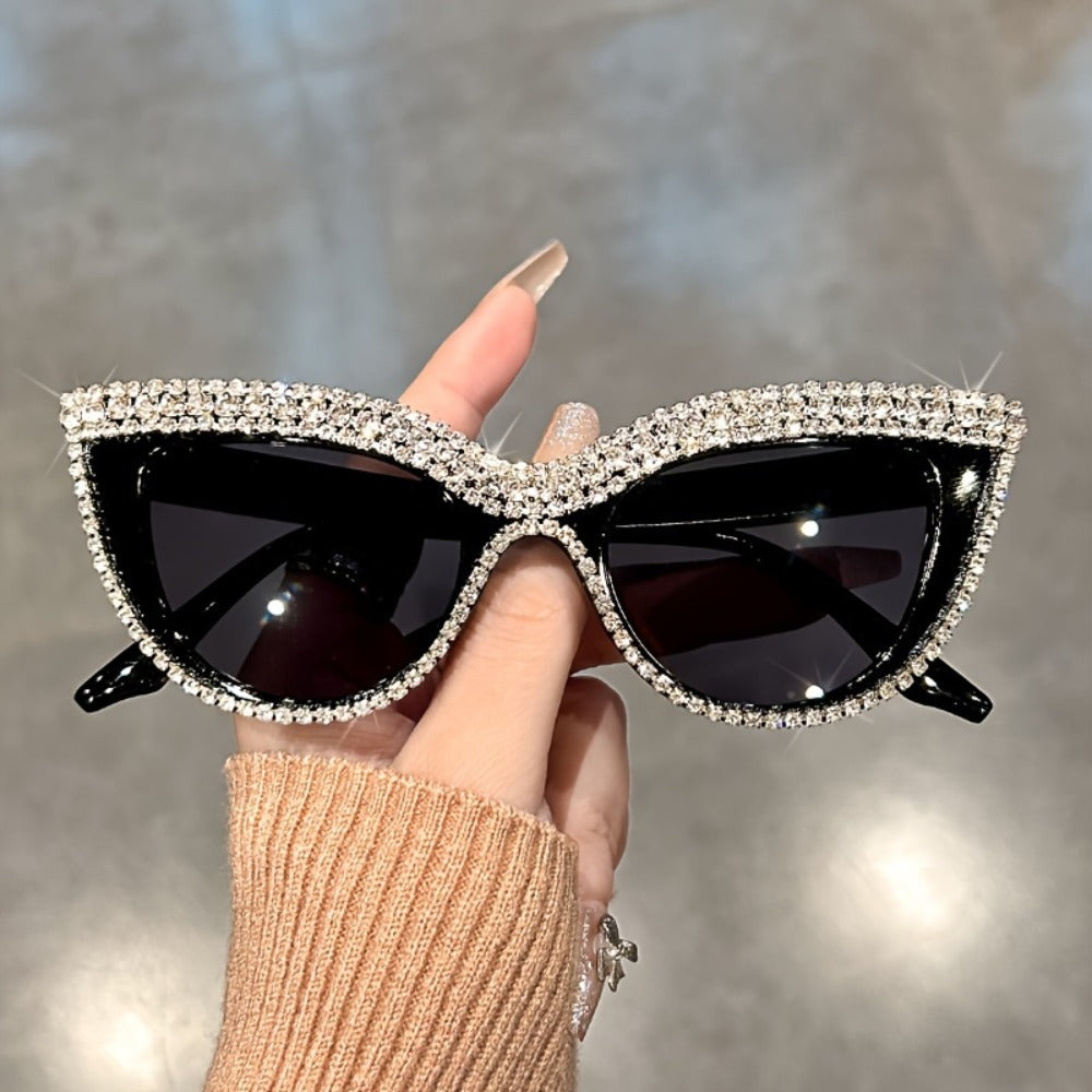 Sunglasses for Women - Rhinestone Cat Eye Glasses 2 Pack Sparkling Crystal Composite Frame - product detail view 2