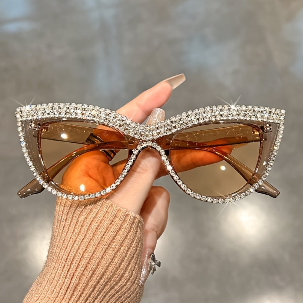 Sunglasses for Women - Rhinestone Cat Eye Glasses 2 Pack Sparkling Crystal Composite Frame - product detail view 4