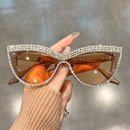 Sunglasses for Women - Rhinestone Cat Eye Glasses 2 Pack Sparkling Crystal Composite Frame - product detail view 4