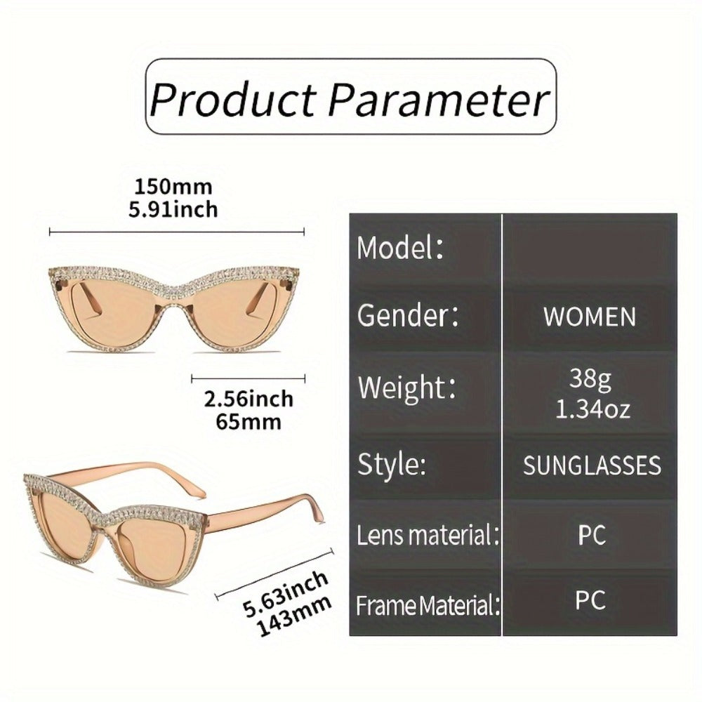 Sunglasses for Women - Rhinestone Cat Eye Glasses 2 Pack Sparkling Crystal Composite Frame - product detail view 5