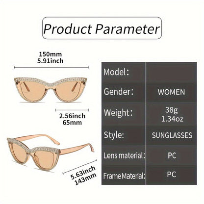 Sunglasses for Women - Rhinestone Cat Eye Glasses 2 Pack Sparkling Crystal Composite Frame - product detail view 5