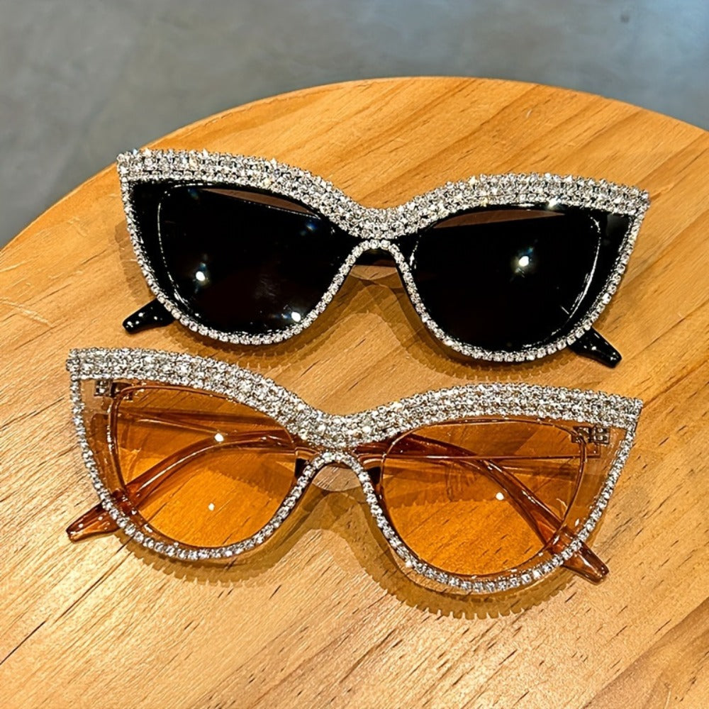 Sunglasses for Women - Rhinestone Cat Eye Glasses 2 Pack Sparkling Crystal Composite Frame - product detail view 6