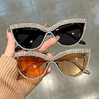 Sunglasses for Women - Rhinestone Cat Eye Glasses 2 Pack Sparkling Crystal Composite Frame - product detail view 7