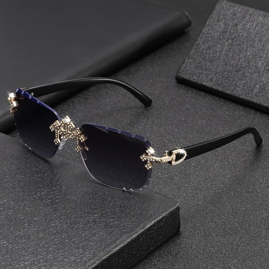 Sunglasses for Men - Rhinestone Frameless Square Glasses Decorative Fashion Eyewear for Women & - main product view