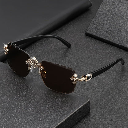 Sunglasses for Men - Rhinestone Frameless Square Glasses Decorative Fashion Eyewear for Women & - product detail view 7
