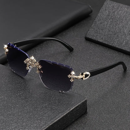 Sunglasses for Men - Rhinestone Frameless Square Glasses Decorative Fashion Eyewear for Women & - product detail view 9