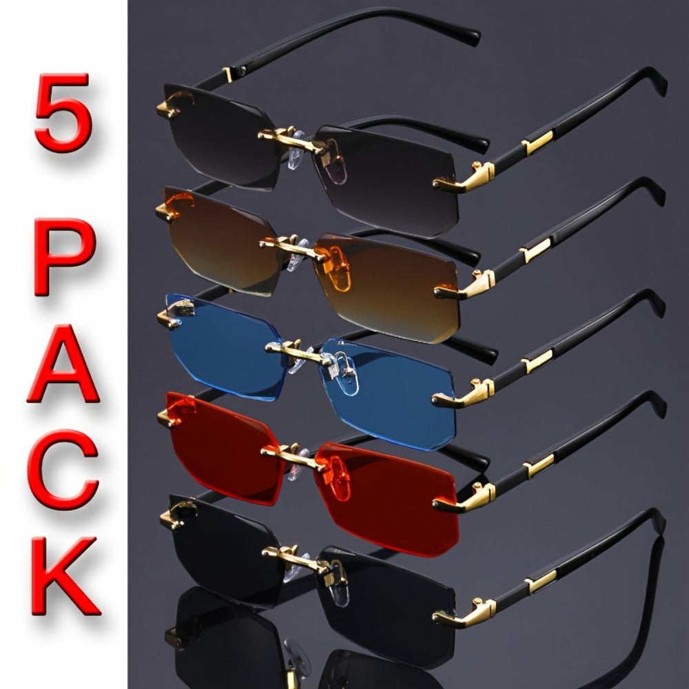 Sunglasses for Men - Rimless 5 Pack Women Frameless Gradient Tinted Lens Lightweight No-Frame - main product view