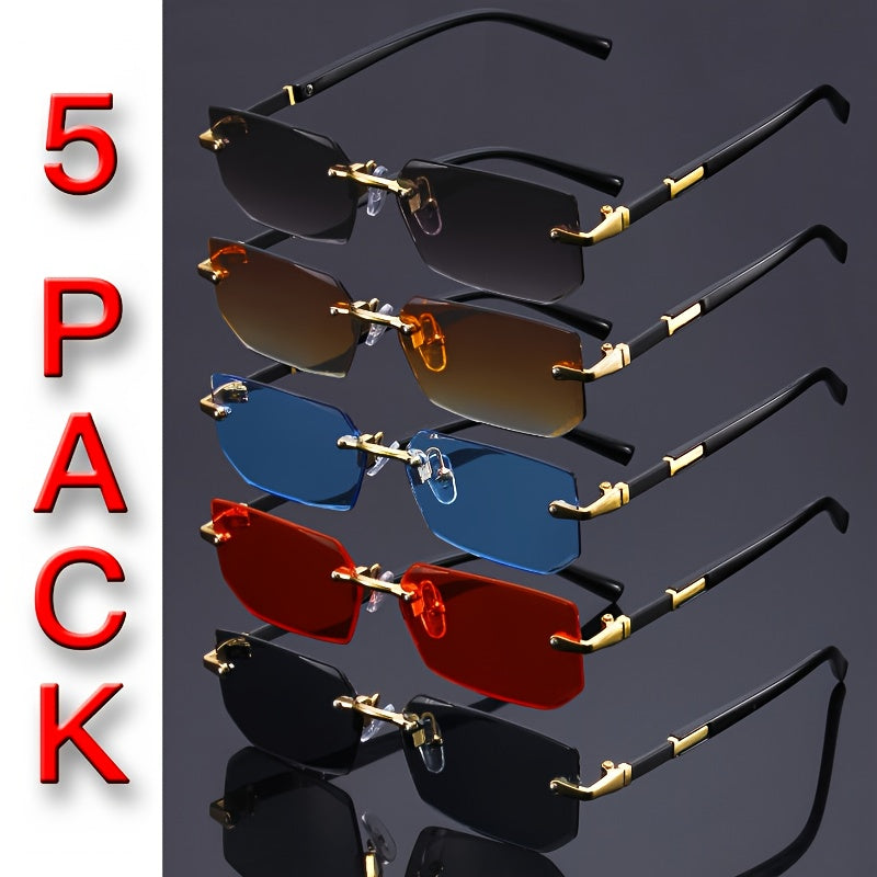 Sunglasses for Men - Rimless 5 Pack Women Frameless Gradient Tinted Lens Lightweight No-Frame - product detail view 12
