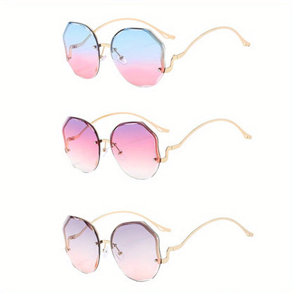 Sunglasses for Men - Rimless Glasses 3 Piece Set Frameless Metal Fashion Eyewear for Women - product detail view 5