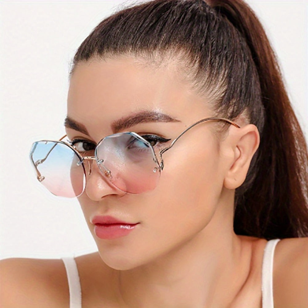 Sunglasses for Men - Rimless Glasses 3 Piece Set Frameless Metal Fashion Eyewear for Women - product detail view 7