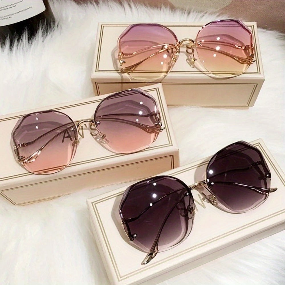 Sunglasses for Men - Rimless Glasses 3 Piece Set Frameless Metal Fashion Eyewear for Women - product detail view 17
