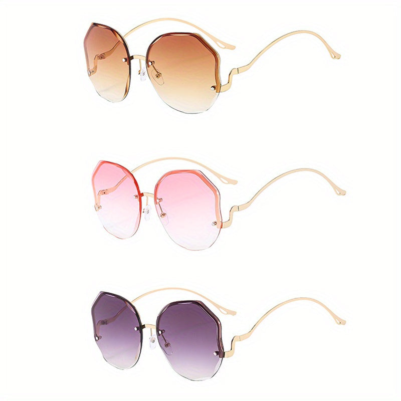 Sunglasses for Men - Rimless Glasses 3 Piece Set Frameless Metal Fashion Eyewear for Women - product detail view 18