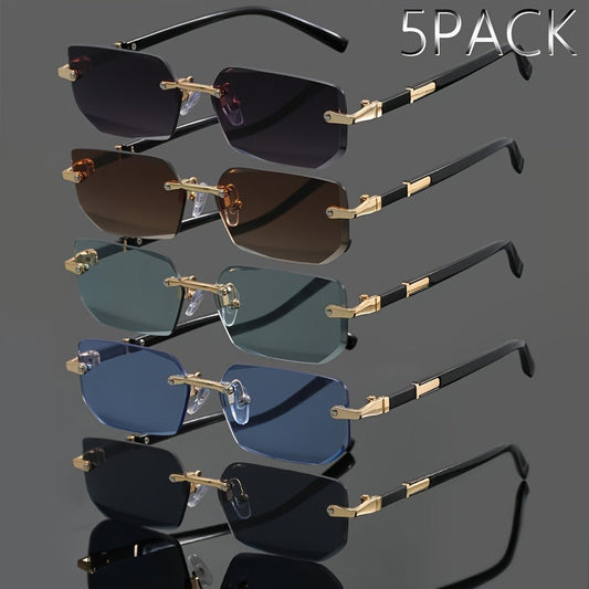 Sunglasses for Men - Rimless Glasses 5-Pack Frameless Metal Retro Slim for & Women, Multi-Color - main product view