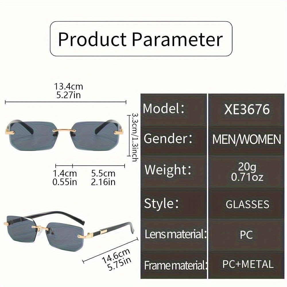 Sunglasses for Men - Rimless Glasses 5-Pack Frameless Metal Retro Slim for & Women, Multi-Color - product detail view 3