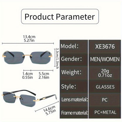 Sunglasses for Men - Rimless Glasses 5-Pack Frameless Metal Retro Slim for & Women, Multi-Color - product detail view 3