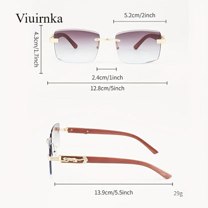 Sunglasses for Men - Rimless Rectangle Glasses for Women , Vintage Leopard Temple Design - product detail view 5