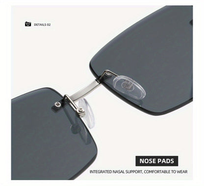 Sunglasses for Men - Rimless Rectangle Glasses for Women , Vintage Leopard Temple Design - product detail view 17