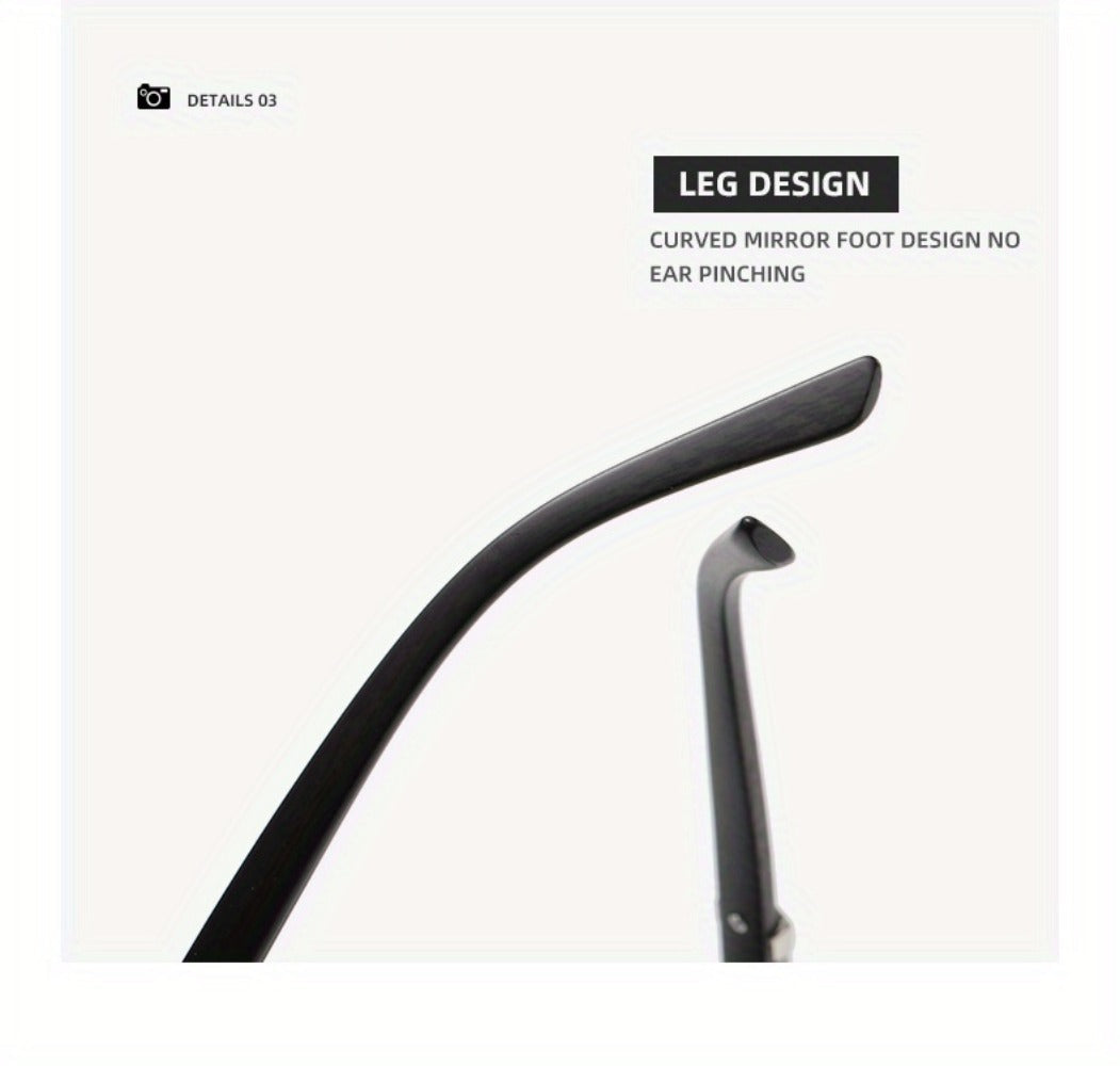 Sunglasses for Men - Rimless Rectangle Glasses for Women , Vintage Leopard Temple Design - product detail view 18