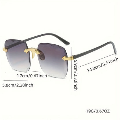 Sunglasses for Women - Rimless Square for 3 Pack - Trendy Frameless Tinted Glass Lenses - product detail view 5