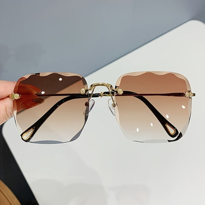 Sunglasses for Women - Rimless Square for 3 Pack - Trendy Frameless Tinted Glass Lenses - product detail view 6