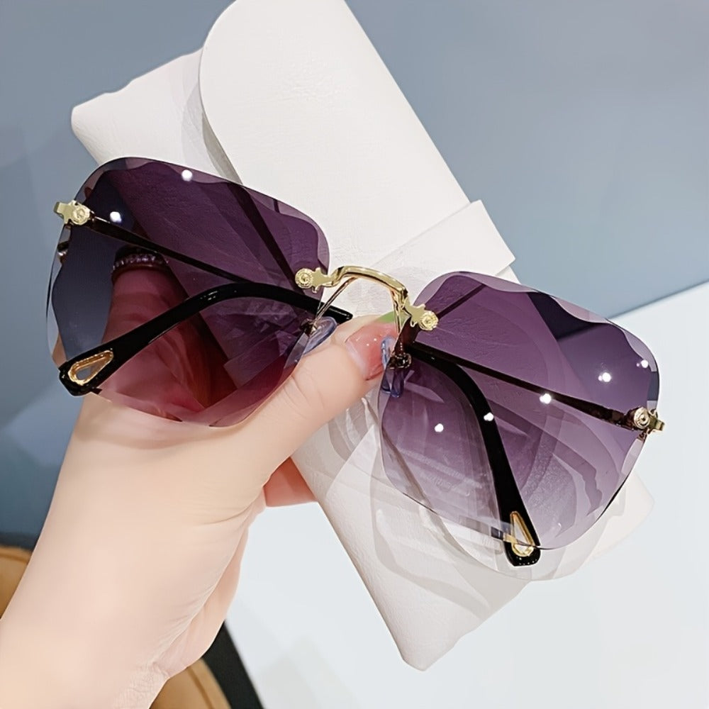 Sunglasses for Women - Rimless Square for 3 Pack - Trendy Frameless Tinted Glass Lenses - product detail view 7