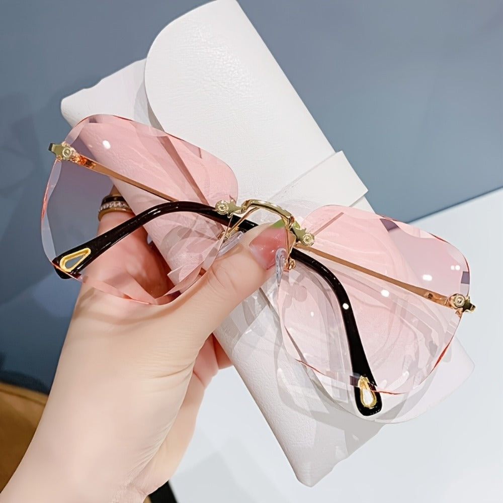 Sunglasses for Women - Rimless Square for 3 Pack - Trendy Frameless Tinted Glass Lenses - product detail view 9