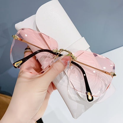 Sunglasses for Women - Rimless Square for 3 Pack - Trendy Frameless Tinted Glass Lenses - product detail view 9