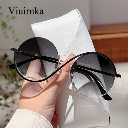 Sunglasses for Women - Round Oversized for with Case & Cleaning Cloth - Trendy Large Full Frame - product detail view 3