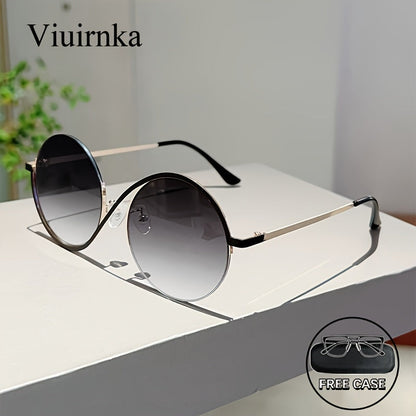 Sunglasses for Women - Round Oversized for with Case & Cleaning Cloth - Trendy Large Full Frame - product detail view 7
