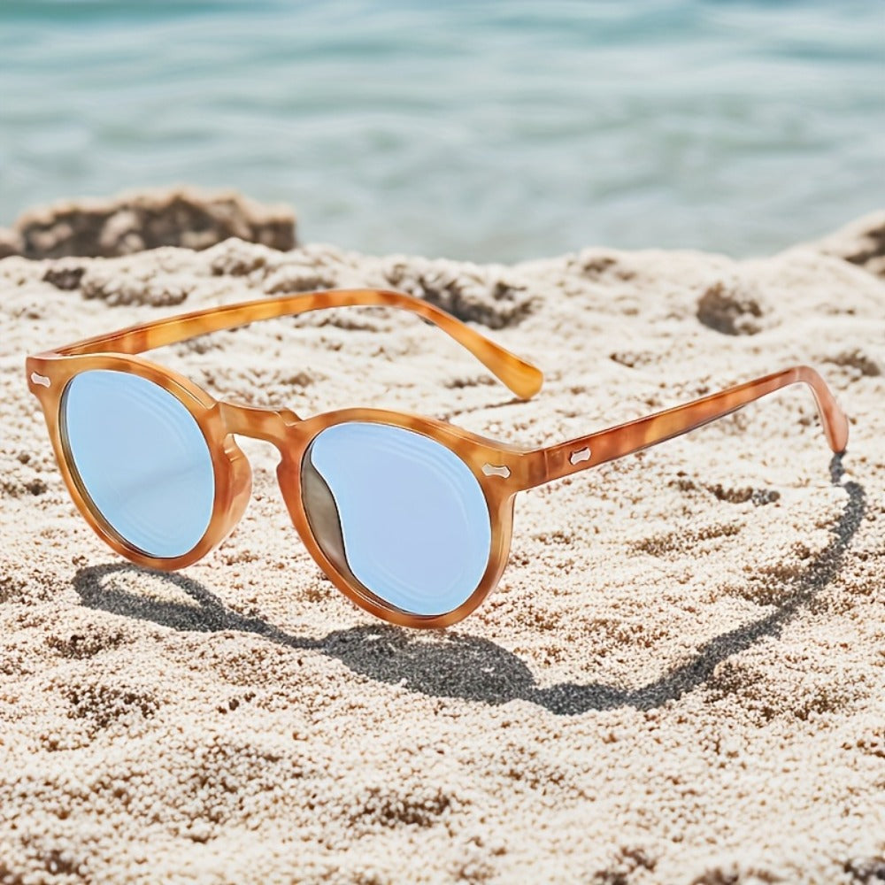 Sunglasses for Men - Round Polarized Acetate Frame UV400 Protection Vintage Unisex Anti-Glare - main product view