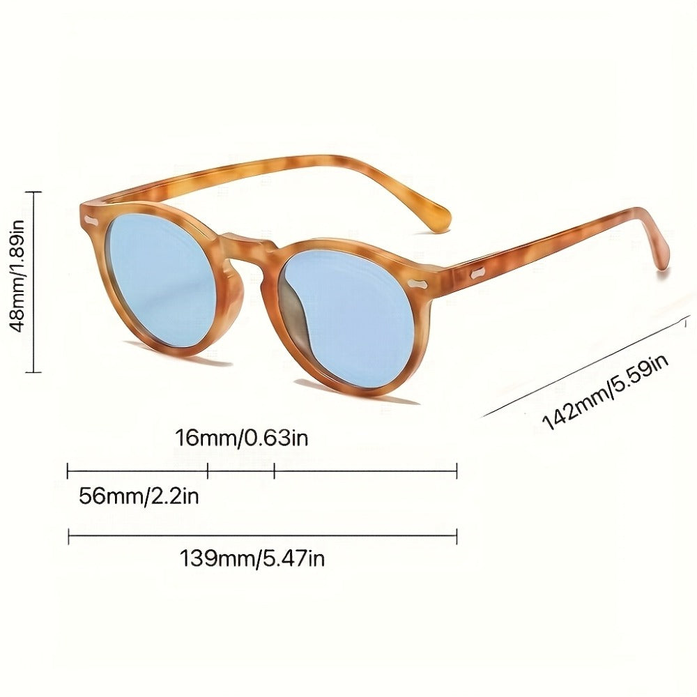 Sunglasses for Men - Round Polarized Acetate Frame UV400 Protection Vintage Unisex Anti-Glare - product detail view 2